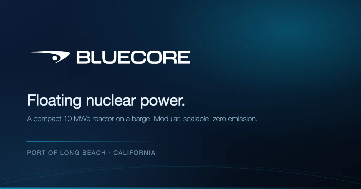 Bluecore Energy plans to place small modular nuclear reactors on movable barges to provide electricity to ports, communities and AI data centers.