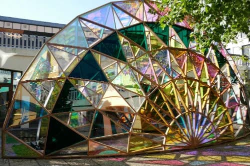 The Palm Temple, an art installation by Luke Jerram outside the University of Bristol's chemistry building.