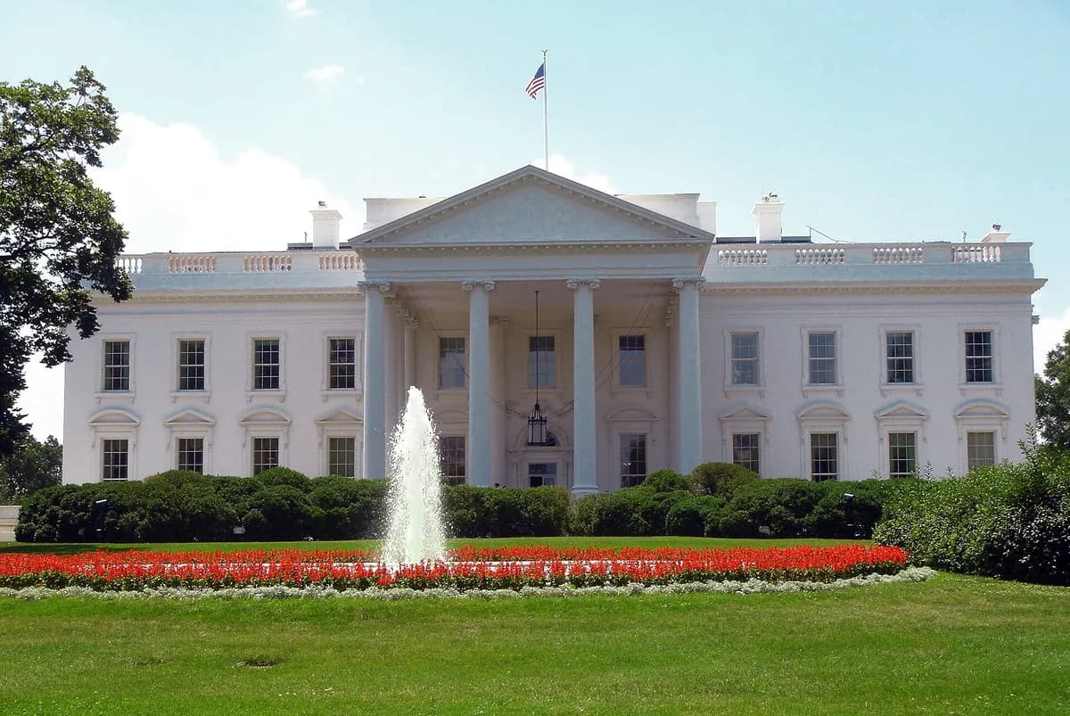 The north facade of the White House in Washington, DC.