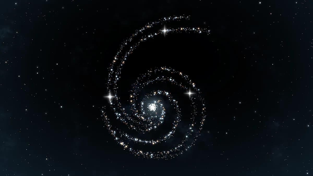 Illustration of a spiral galaxy made of stars on a black background, from OpenAI's Astra announcement