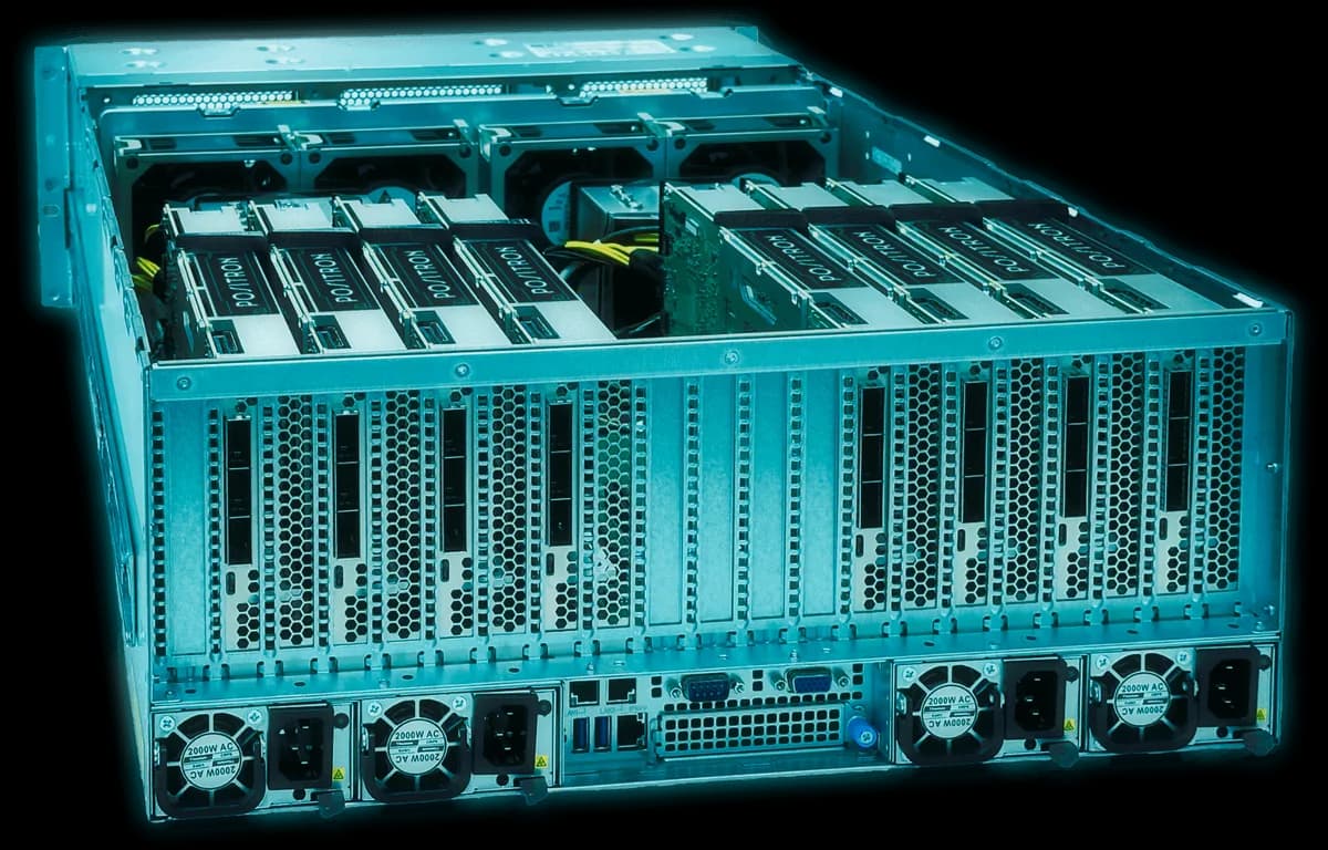 Positron Atlas AI inference server shown against a dark background