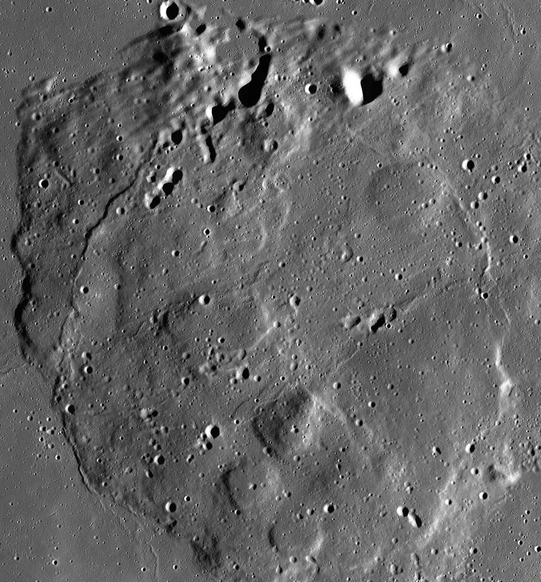 A Lunar Reconnaissance Orbiter mosaic of Mons Rümker and the surrounding lunar plains