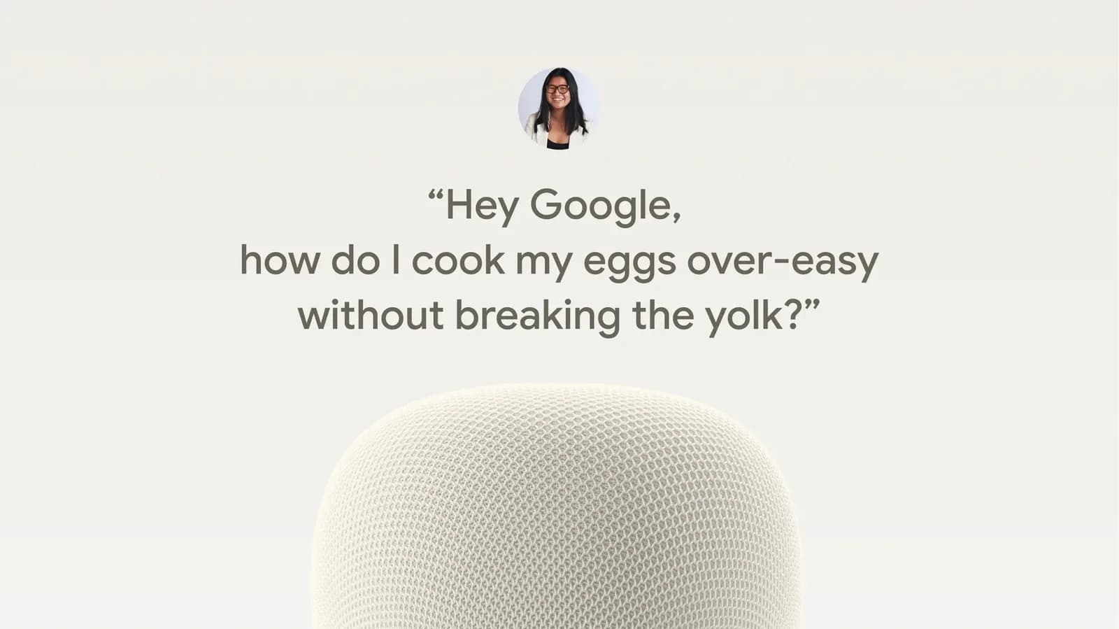 Official Google Nest graphic showing Gemini for Home voice assistant on a Nest speaker