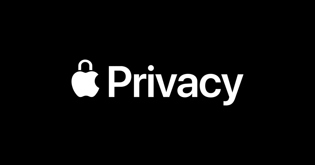 Apple privacy logo on a blue background
