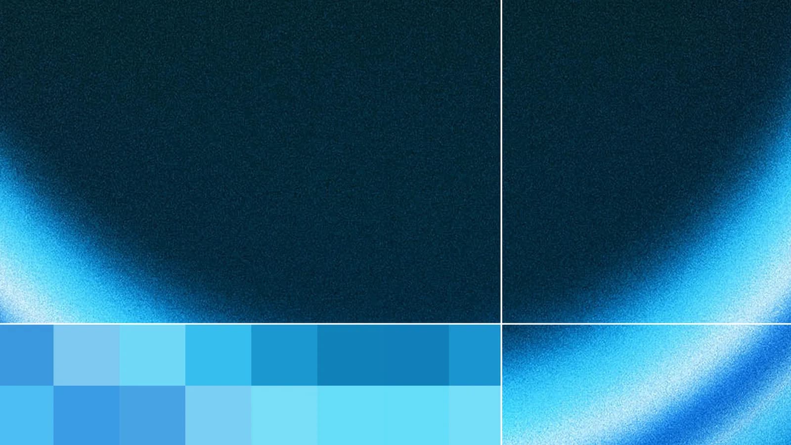 Abstract blue Microsoft graphic with bright cyan gradients, rectangular blocks and thin white dividing lines.