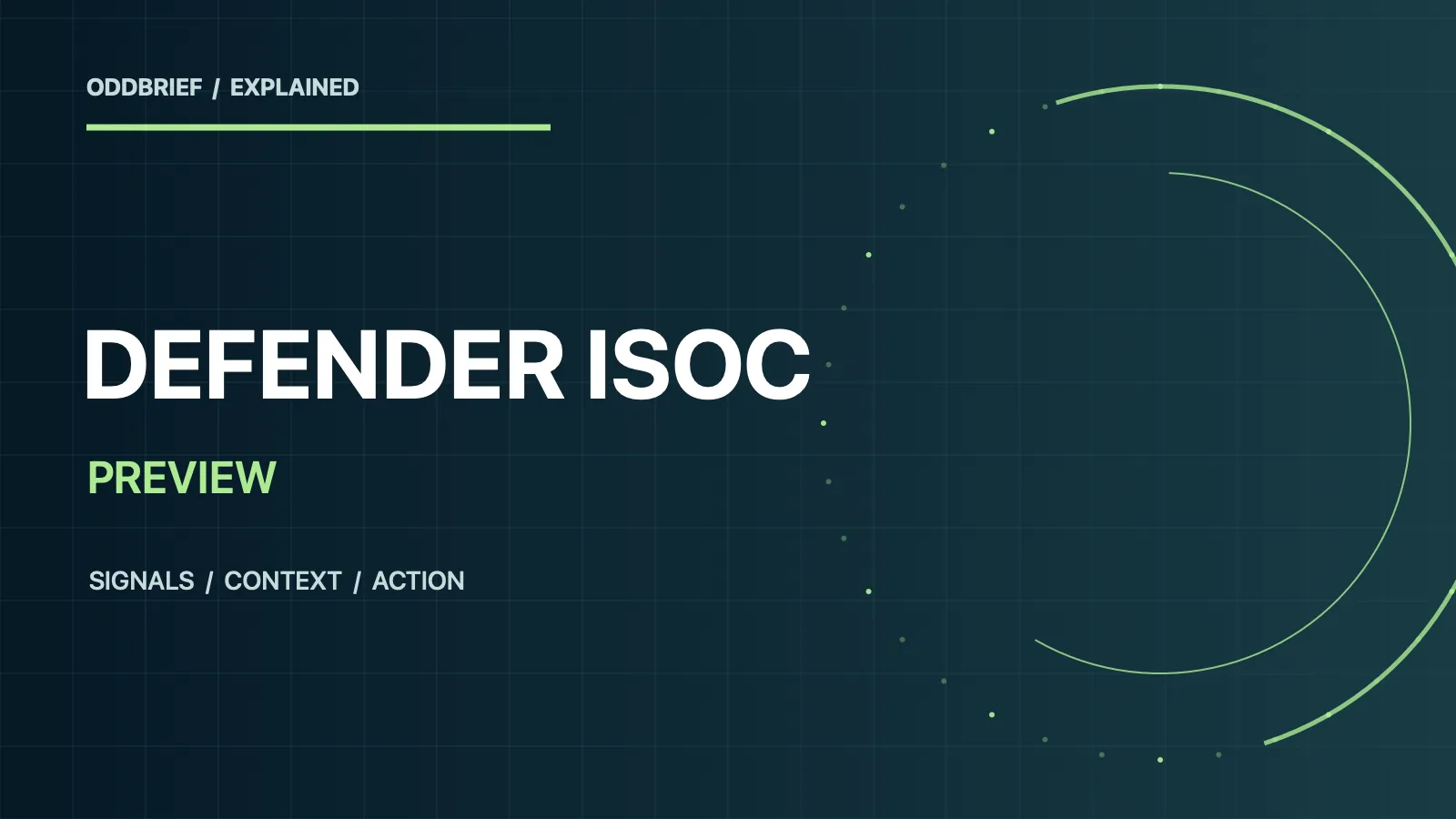 OddBrief graphic reading Defender ISOC Preview with signals, context and action.