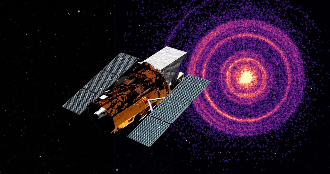 NASA illustration of the Swift observatory orbiting above Earth.