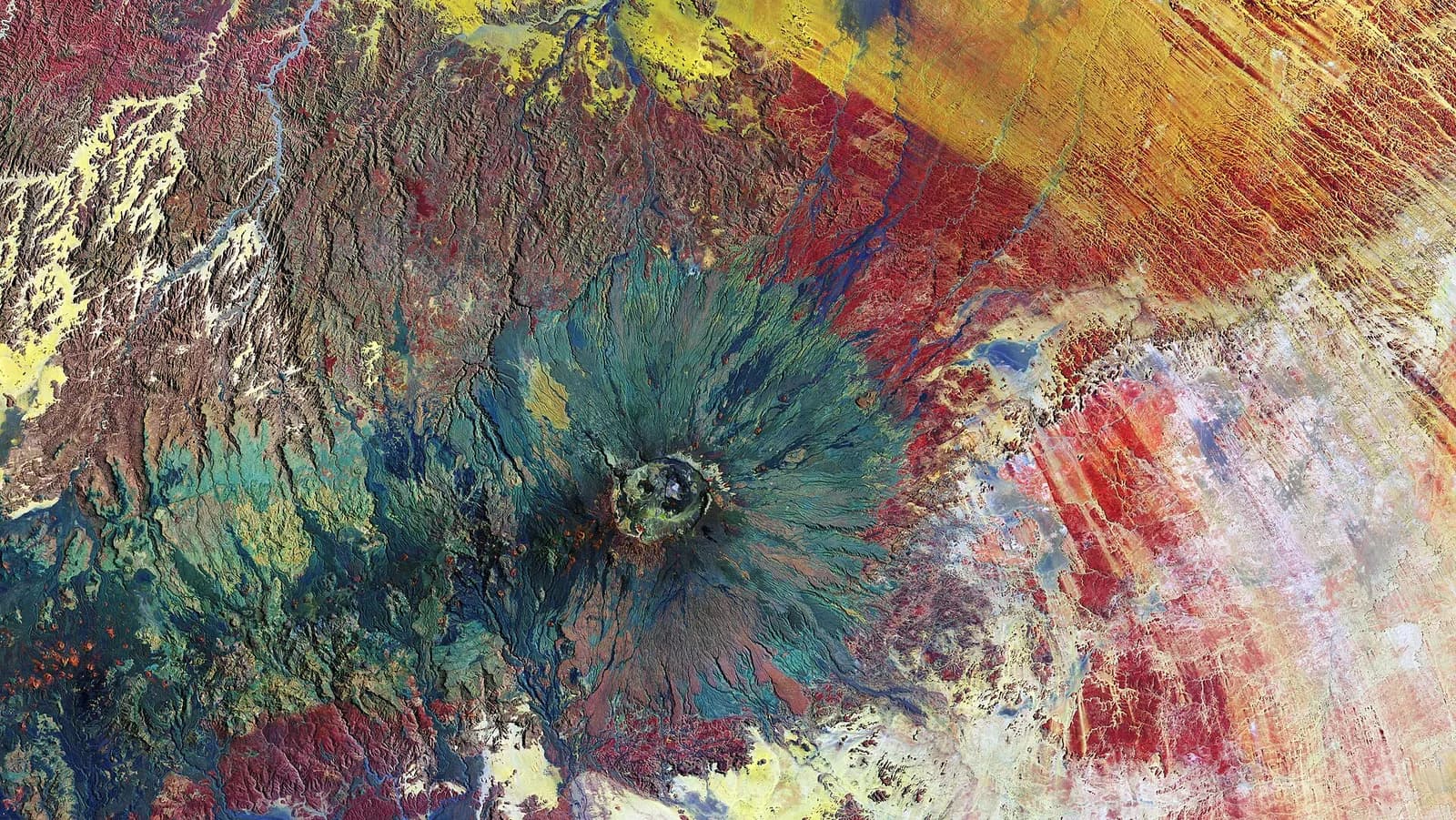 Copernicus Sentinel satellite image of the Emi Koussi volcano in Chad
