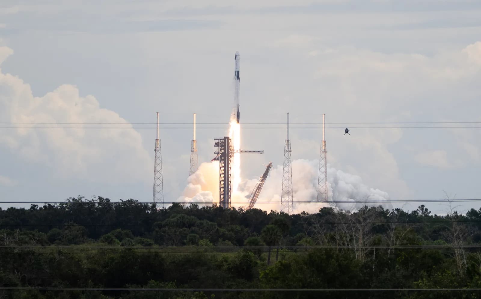 Falcon 9 carrying the Crew-13 Dragon spacecraft lifts off from Cape Canaveral on October 1, 2026