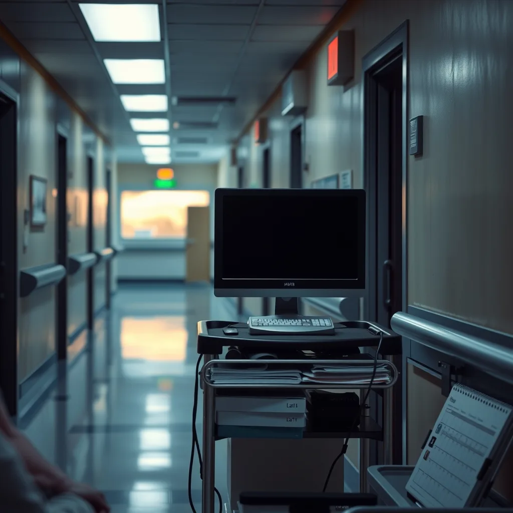Illustration of a hospital monitor next to a stack of documents and a calendar